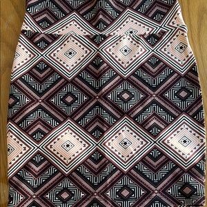 Geometric Patterned Skirt - Black and Pink